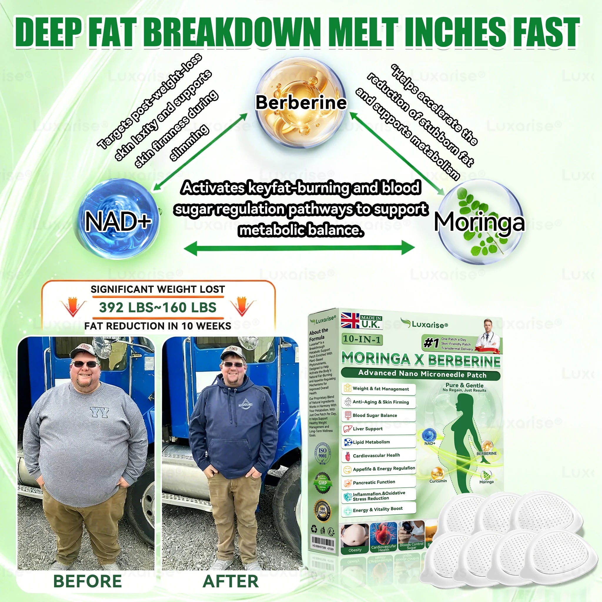 EELHOE Moringa & Berberine 10-IN-1 Advanced Nano Microneedle Patch