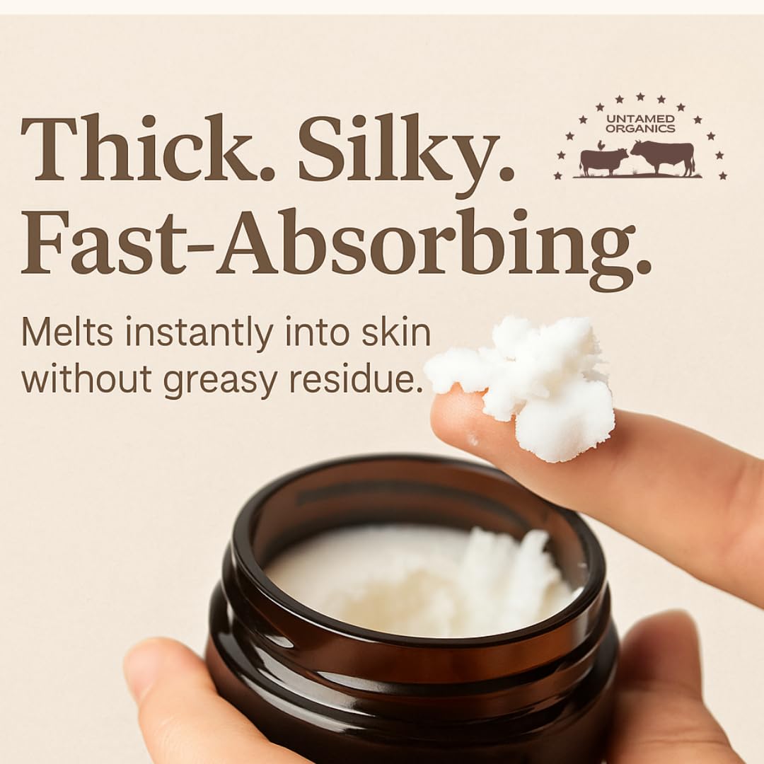 Handmade Tallow, Castor Oil, and Frankincense Oil Skin Balm - 100% Grass-Fed Tallow for Skin Care - Face & Body Moisturizer for Sensitive Skin, Eczema All-Purpose Balm - 2 FL. oz.