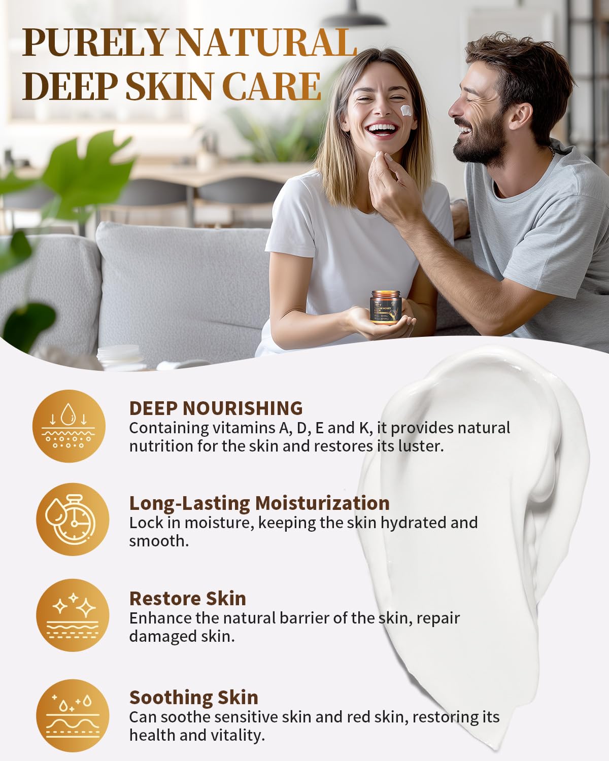 Upgraded Beef Tallow for Skin Handmade Whipped Organic Grass-Fed Tallow Balm with Raw Wild Honey for Eczema & Rosacea,Non-Comedogenic Face,Body Moisturizer for Dry, Sensitive Skin - 4oz Unscented