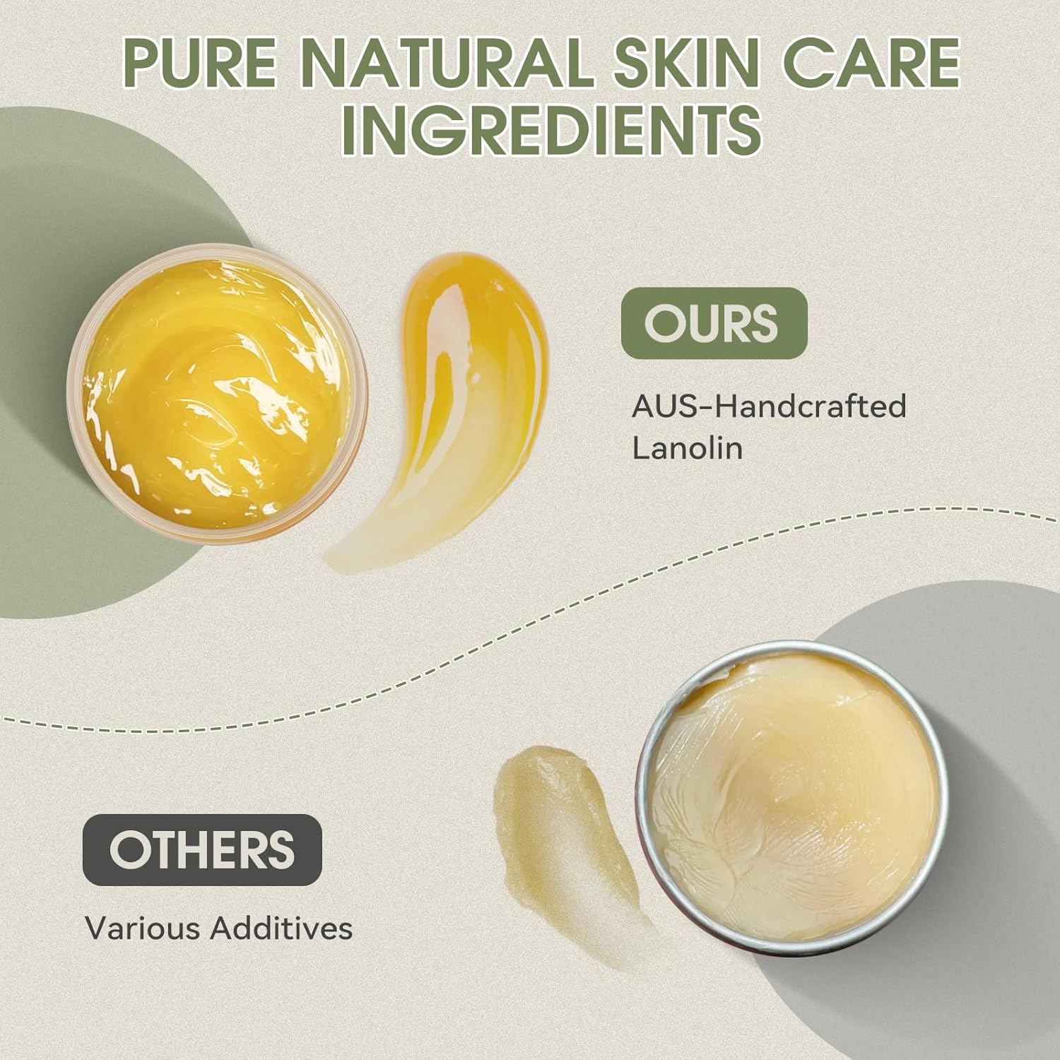 CHIALING Handmade Lanolin - 100% Pure Natural Australian Lanolin Cream - Made in USA - USP Grade Moisturizer for Dry/Cracked Skin, Nipple Discomfort, Lip Hydration & Eczema | Unscented, Additive-Free(3.5 oz)