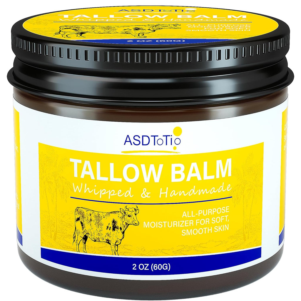 Handmade Whipped Tallow Balm for Skin Care- All Natural Grass Fed Beef Tallow All Purpose Balm,Face and Body Moisturizing Cream, Tallow Balm For Dry Skin- 2 oz